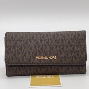 Michael Kors Large Trifold Wallet Brown/Gold